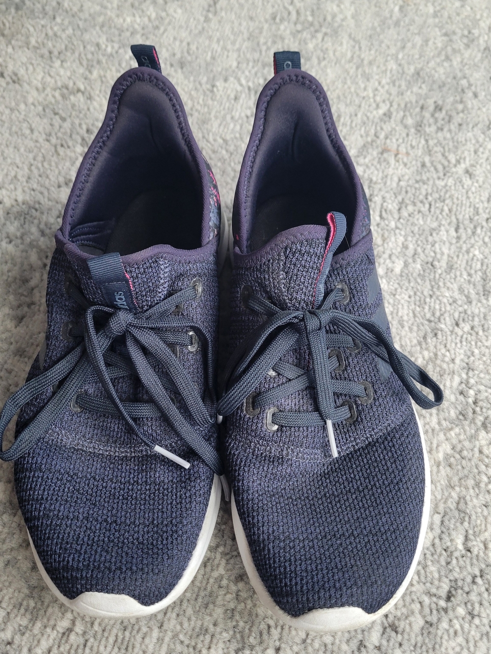 Women's Navy Knit Athletic Sneakers - Adidas